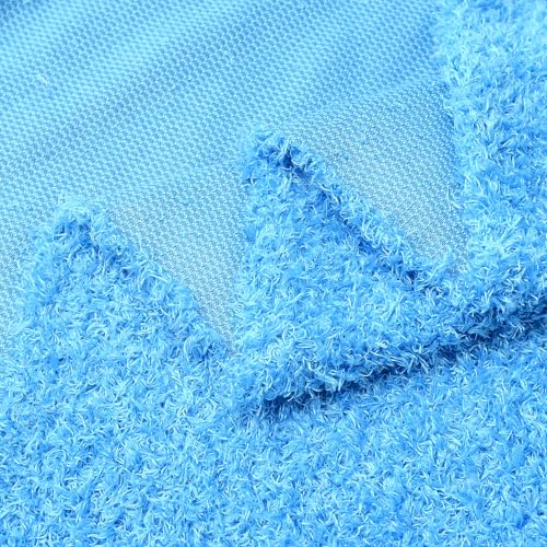 Surf turtle Blue Curly Teddy Fleece Faux Fur Fabric 36" x 59" - color: Sky Blue, size: 36 x 59 inches