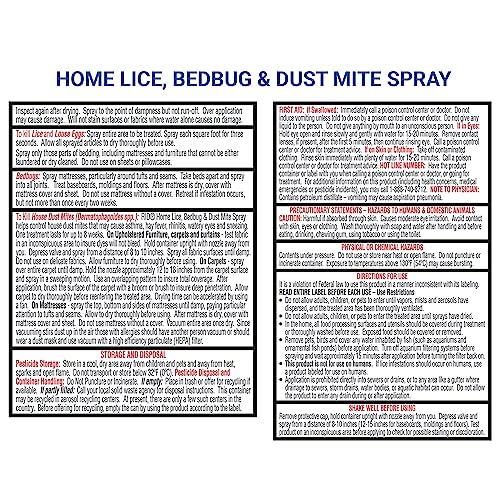 RID Home Lice, Bedbug, and Dustmite Treatment Spray for Bedding & Furniture | Home spray for non-washable items; targets lice, bedbugs and dust mites on mattresses, furniture and car seats; 5 ounce - style: Permethrin Spray