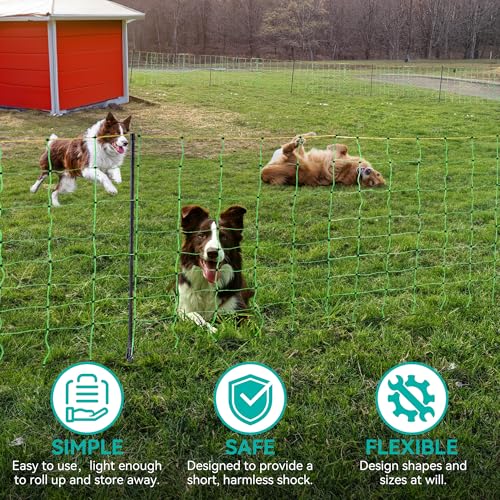 PPOLB Electric Fence Netting - 42.5" H x 164' L, Portable Movable Livestock Nets Mesh for Goats, Sheep, Hogs, Dog, All-Purpose Electric Fencing for Backyards, Homesteaders, Farms Ranches, and Gardens - size: 42.5" H x 164' L Livestock