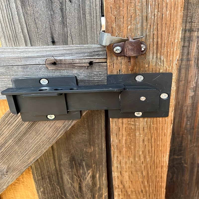 5.3 Inch Flip Gate Latch Lock,Sliding Barn Door Lock for Fence, Horse Stall, Garden & Farm Security,Outdoor Gate Latch with Padlock Holes,1 Pack, Black