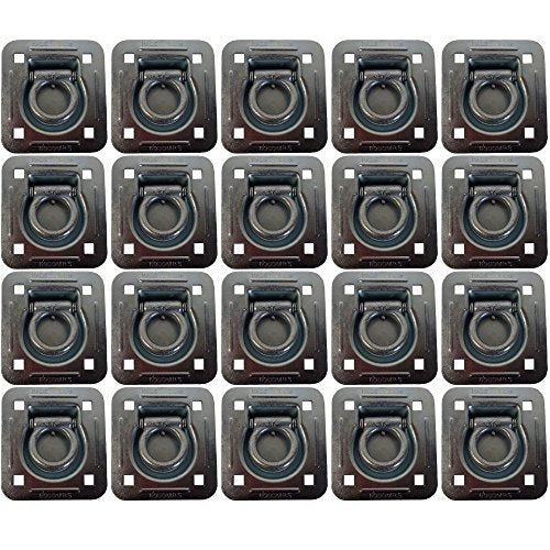 20pk Flush Mount Recessed Ring Trailer Cargo Tie Down D-Rings 6000 lbs