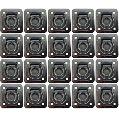 20pk Flush Mount Recessed Ring Trailer Cargo Tie Down D-Rings 6000 lbs
