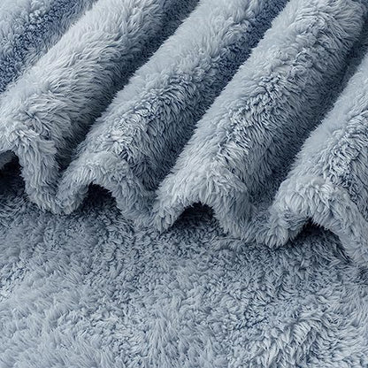Berkshire Blanket Classic Extra-Fluffy™ Plush Throw Blanket, Soft Fuzzy Fluffy Long Hair Throw Blanket for Couch Sofa Bed, Blue Mist, 50x60 Inches - color: Blue Mist, size: Throw/Throw XL