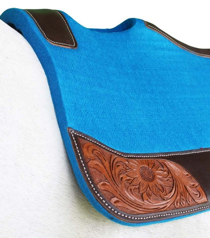 Horse 32"x30" Western Contoured Wool Felt Therapeutic Saddle Pad 39252 - color: Turquoise