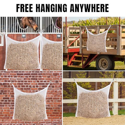 Slow Feed Hay Nets for Horses, Large Capacity Hay Bags, 4 Pack - size: 4PCS-White