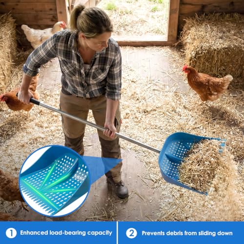 Thiswing Chicken Poop Scooper & Rake 2-in-1, Blue - color: Blue