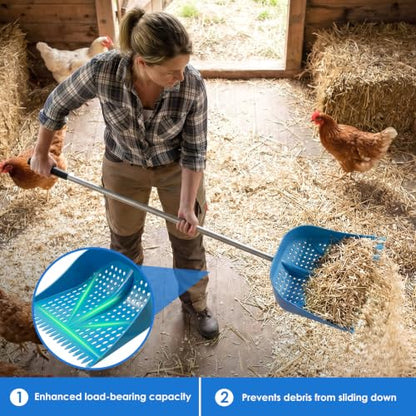 Thiswing Chicken Poop Scooper & Rake 2-in-1, Blue - color: Blue