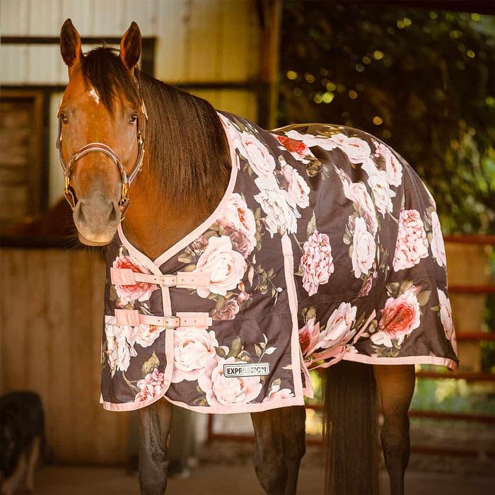 Jeffers Expression 1200 Denier Standard Neck Turnout Blanket, Rose Garden, 78" - Waterproof, Breathable Horse Blanket with 240 gram of Polyfill, Ideal Protection for Winter, Medium Weight