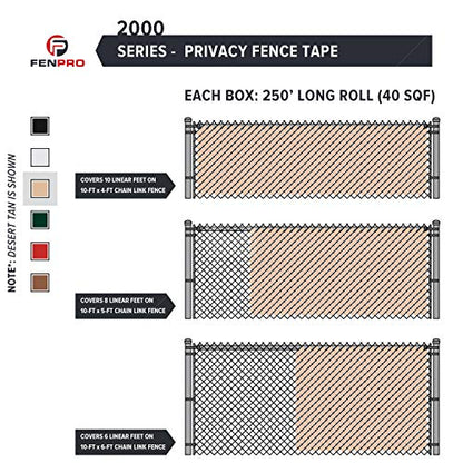 Chain Link Fence Privacy Tape 250 ft (40 SqFt) (Desert Tan) | Gardening, Outdoor Wall, Balcony, Patio, Yard, Injury Prevention, Safety Fence Cover for Dog, Other Pet Hedge Slats - color: Desert Tan
