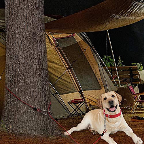 PAWNISAW Chew Proof Dog Leash, 5 FT Dog Tie Out Cable Lead with Handle - color: Red