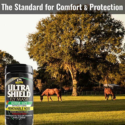 Absorbine UltraShield Fly Mask, Horse Size No Ears, Has Removable Nose