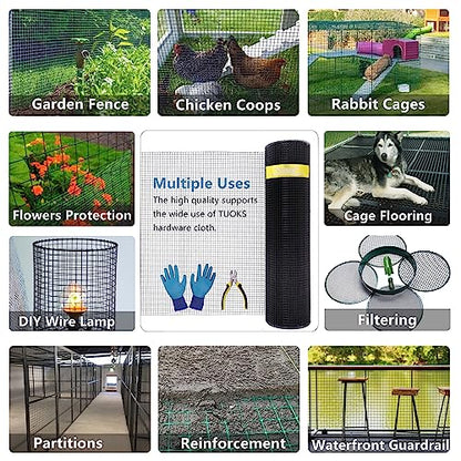Black PVC Coated 1/2" Hardware Cloth 24"x100' 19G Chicken Wire Fencing - size: 1/2 inch 24'' x 100'