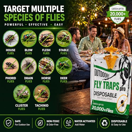 Elasound Fly Traps Outdoor 6 Pack -Water Activated Hanging Fly Traps - size: 6Pack