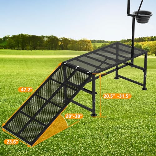 Goat Milking Stand Blue with Removable Feed Bin and Black Goat Ramp for Our Goat Stand 600 Lbs