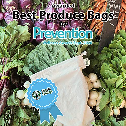 Simple Ecology Reusable Grocery Produce Shopping and Storage Bags, Organic Cotton Muslin, Medium 3 pack - size: Medium (10"x12") - 3 Pack