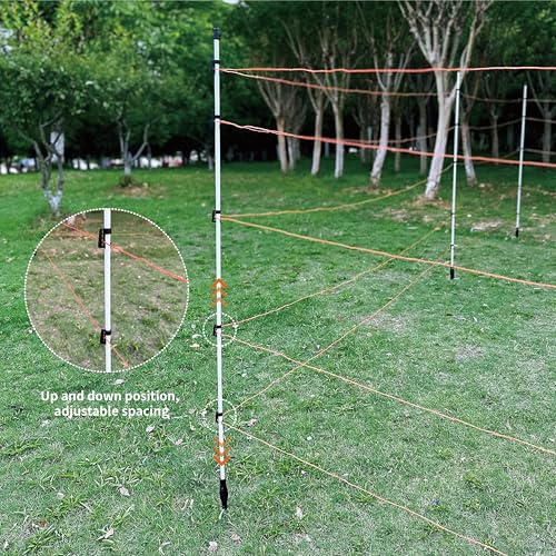 60'' Fiberglass Electric Fence Posts with Double Spikes for Animals, Garden Protection, etc. - 36 Posts Come with 180 Clips - size: 60" x 36 (180 Clips)