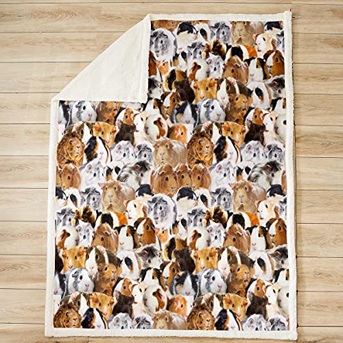 Kids Guinea Pig Fleece Blanket Children Cute Cavy Animal Sherpa Throw Blanket for Bed Sofa Couch Lovely Funny Pet Pattern Fuzzy Blanket Boys Girls Ultra Soft Warm Plush Flannel Blanket 40"x50" - color: Multi 15, size: 40"x50"