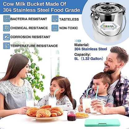 5L Cow Milking Machine, Rechargeable Battery Adjustable Pulse Vacuum Electric Cow Milking Machine,Portable Milking Machine,Individual Pulsation Adjustment, Udder Protection - size: 5L Cow