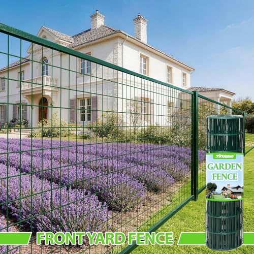 Green PVC Coated Welded Wire Fencing,2"x4" 14 Gauge,60inch H x 100ft L Garden Wire Fence Roll,2/3/4/5/6ft Tall x 50/100 ft Long Hardware Cloth Metal Mesh for Yard,Farm,Chicken,Dog,Vegetable Protection - color: Green, size: 2"x4" 60inx100ft