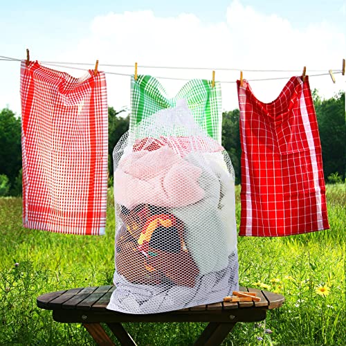 TecUnite 10 Pack Mesh Drawstring Bags for Laundry, 24 x 36 Inch, White - color: White, size: 24 x 36 Inch