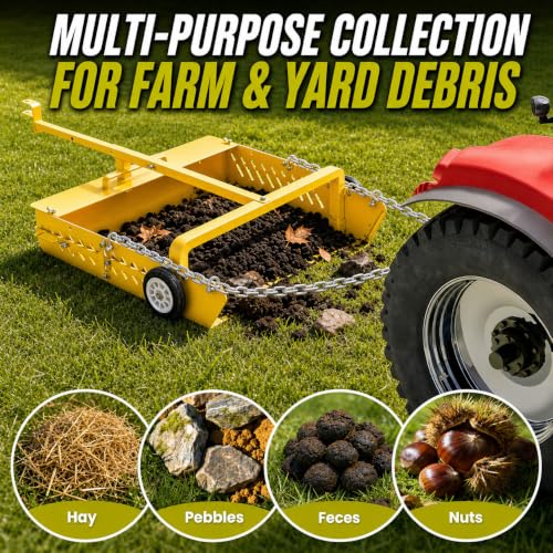 GRIND MODE 2-in-1 Horse Paddock Cleaner & Tow-Behind Trailer - color: Yellow, size: Upgraded Steel Chain