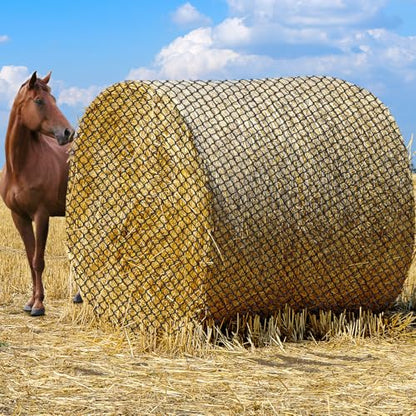 6x6ft Round Bale Hay Net for Horses, Large Thick & Durable Nylon Knotless Slow Feeder Hay Nets for Horses and Goats Healthier Feeding Solution - size: 6*6 Ft