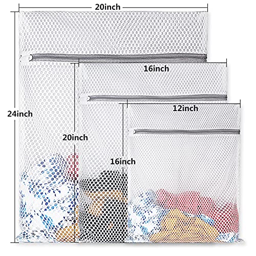 5Pcs Durable Honeycomb Mesh Laundry Bags for Delicates,Travel Organization Bag for Clothes,Jeans,Bath Towels,Bed Sheets (1X-Large 20 x 24 Inches,2 Large 16 x 20 Inches, 2 Medium 12 x 16 Inches) - size: Set of 5 (1 X-Large + 2 Large + 2 Medium)