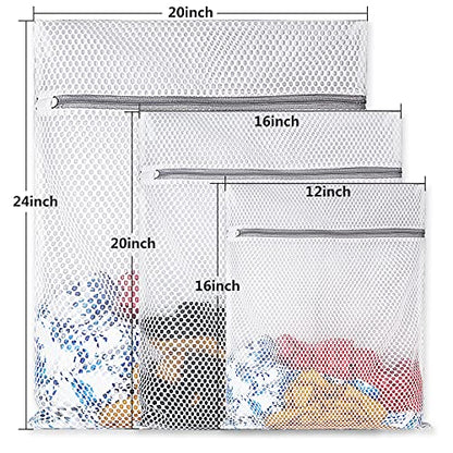 5Pcs Durable Honeycomb Mesh Laundry Bags for Delicates,Travel Organization Bag for Clothes,Jeans,Bath Towels,Bed Sheets (1X-Large 20 x 24 Inches,2 Large 16 x 20 Inches, 2 Medium 12 x 16 Inches) - size: Set of 5 (1 X-Large + 2 Large + 2 Medium)