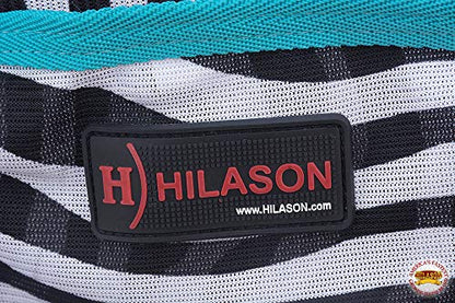 HILASON 81 in Horse Fly Sheet UV Protect Zebra Turquoise - color: Zebra with turquoise piping, size: 81 In