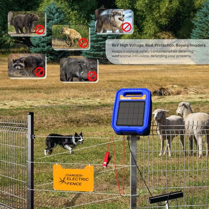 Solar Electric Fence Charger for Livestock, Low Consumption Electric Fence Controller with Smart Day/Night Mode, Suitable for Pasture or Garden Fencing - style: WL2