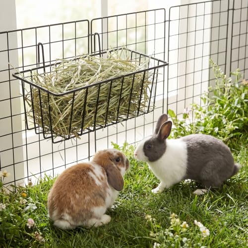 2 Pcs Rabbit Hay Feeder, Hay Rack for Rabbits Bunny Hays Feeder Rabbit Metal Rack Hays Holder for Guinea Pig Small Animals Grass Racks for Bunny Chinchilla Cage Reduce Mess, 9x4x3 Inch