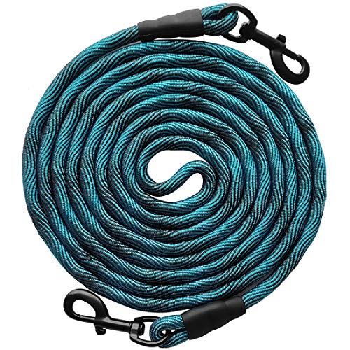 BTINESFUL Dog Tie Out Long Tether 8/12/20/30/50/75ft Rope Dog Lead for Yard - color: Blue Black, size: 50 Foot