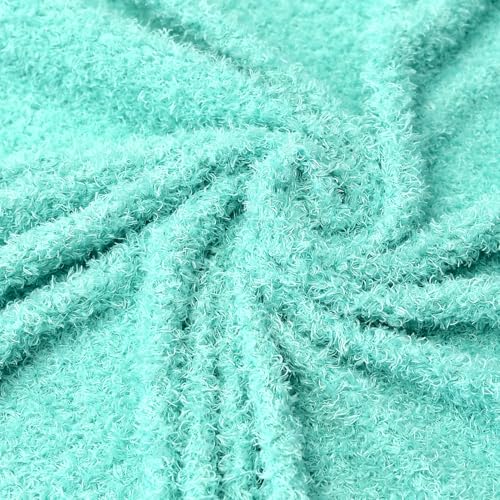 Surf turtle Mint Green Curly Teddy Fleece Faux Fur Fabric 36" x 59" - color: Mint Green, size: 36 x 59 inches