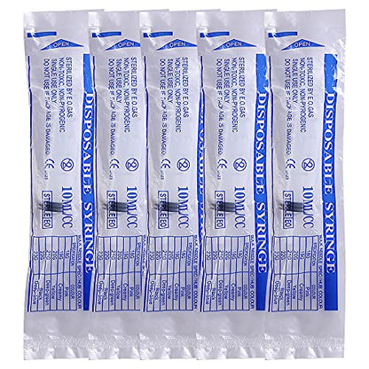 5 Pack 10mL Syringes, 10cc Syringe with tsp & mL Measurement and Press-In Cap for Liquid, Food, Oral, Pet, Scientific Labs, Measurement, Dispensing