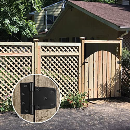 HOME MASTER HARDWARE 3-1/2" Heavy Duty Gate Hinges, 4 Pack T Hinge, Black | Thickened T Hinges for Fences, Shed Barn Door, Included Screws, 50LBS Capacity, No Noise, Steel - color: 4 Pack - Black