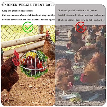 Hanging Chicken Feeder 7.1 Inch Chicken Veggie Treat Ball 1PCS White - color: White