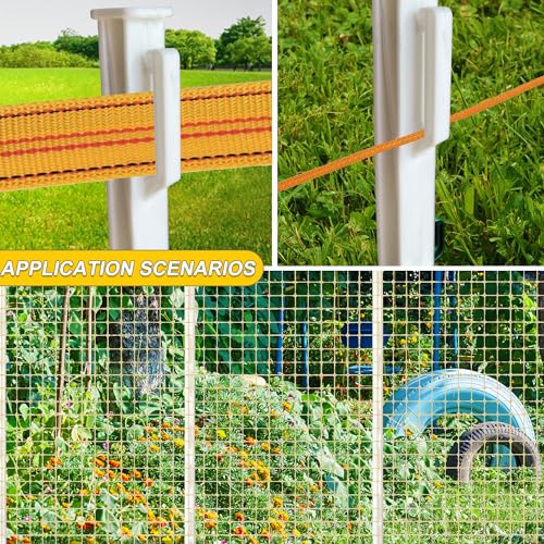 20 Pack 48inch Step-in Electric Fence Posts with Clips for Farm(White) - color: White