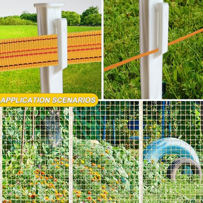 20 Pack 48inch Step-in Electric Fence Posts with Clips for Farm(White) - color: White