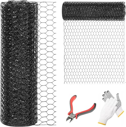1/2 Inch Black Wire Mesh Roll -60'' x 100' Chicken Wire Fence, 20 Gauge Hardware Cloth Poultry Netting for Garden/Animal Barrier/Rabbit/Floral/Chicken Coop/DIY Projects - size: 20 Gauge-1/2 Inch-60'' x 100'