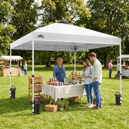 EAGLE PEAK 10x10 Pop Up Canopy Tent Easy Up Canopy Outdoor, White - color: White, size: 10x10