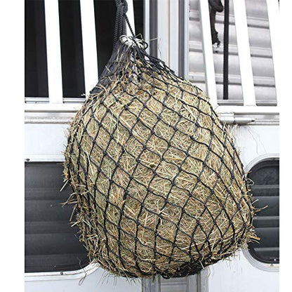 Country Pride Slow Feed Hay Net, 2-Inch Openings to Slow Hay Consumption, Durable Nylon Knit, Holds 3-4 Flakes, Fits Hay Hoop Feeder, Stall and Trailer Use, Promotes Healthy Grazing (Black) - color: Black