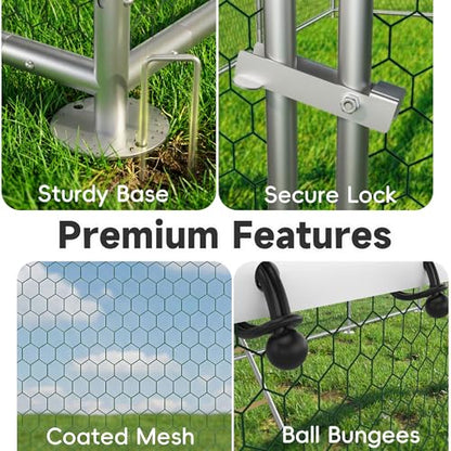 13x10 FT Large Metal Chicken Coop, Walk-in Poultry Run Pen | Waterproof Cover, Reinforced Metal Structure, Walk-in Chicken Run, Outdoor Poultry Cage for Ducks Hens Rabbits - size: 158.4"L x 120.0"W x 76.8"H