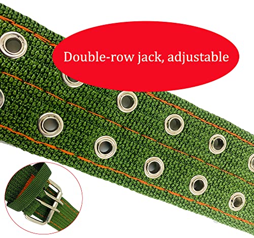 Cattle Collar Adjustable Sheep Neck Strap Thick Canvas Four-Layer Nylon Thickened Collar with 2-Rows Metal Buckle and Ring Metal Buckle Traction Chain for Farm Animals Pets (37"~53.1") - size: 37"~53.1"