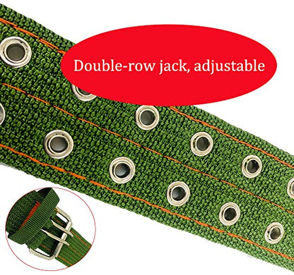 Cattle Collar Adjustable Sheep Neck Strap Thick Canvas Four-Layer Nylon Thickened Collar with 2-Rows Metal Buckle and Ring Metal Buckle Traction Chain for Farm Animals Pets (29.5"~45.2") - size: 29.5"~45.2"