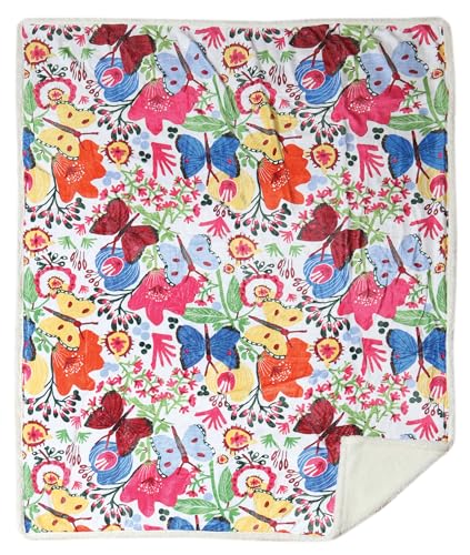 Carstens, Inc. Ultra Premium Super Soft Plush Sherpa Fleece Oversized Throw Blanket 54" x 68", Butterfly - color: Butterfly