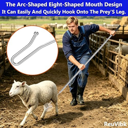 Goat Sheep Catcher Hook, 304 Stainless Steel Sheep Leg Hook, Length Can Be Adjusted Freely 44"48"59"63"75" Goat Grabber Tools, Shepherd Sheep Crook, Grab Them Simply and Quickly (Iron Ball)