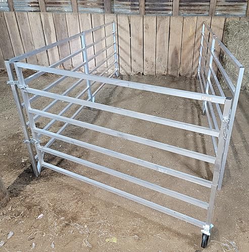 Aluminum 5 FT X 10 FT 6 Rail 40" Tall Wall-Mounted Sheep & Goat STALL KIT Pen