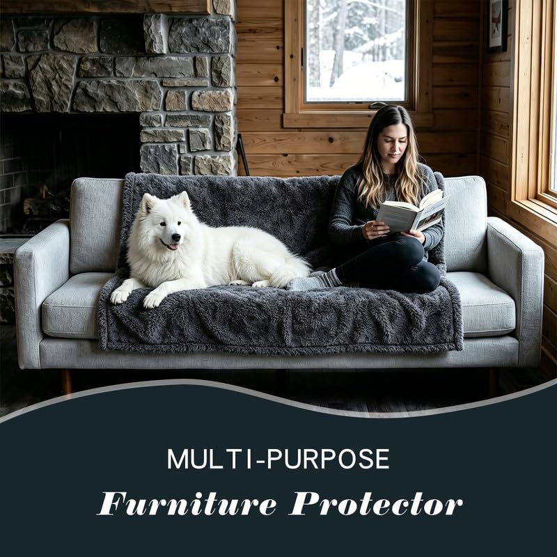 Waterproof Dog Blanket Reversible Pet Bed Cover Puppy Blankets Leakproof Sofa Couch Cover Cat Pet Blanket for Warm Fluffy Washable Grey Mat-M - color: Grey, size: M-100*145cm(40*57in)