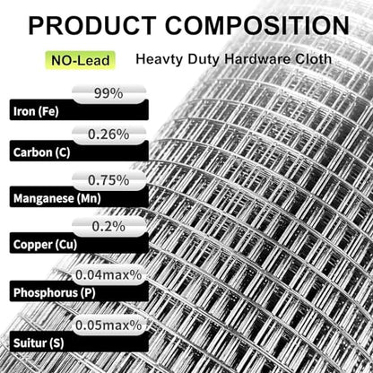 Hardware Cloth 20'' x 10' 1/4 in Galvanized Wire Mesh Roll (23 GA) Chicken Wire Fence Roll for Chicken Pen/coop Fences, Screen mesh, Rabbit/Snake... - size: 20In x 10Ft