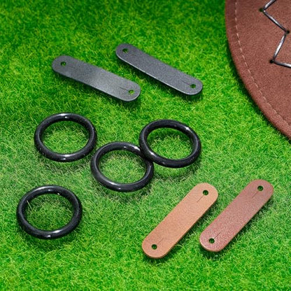 Soulchen 4/8 Pairs Stirrup Peacock Safety Rubber Rings & Leather Tabs Replacement Set Durable Replacement Rings for Peacock Stirrups Ideal for Equestrian Riding - color: Black, Light Reddish Brown
